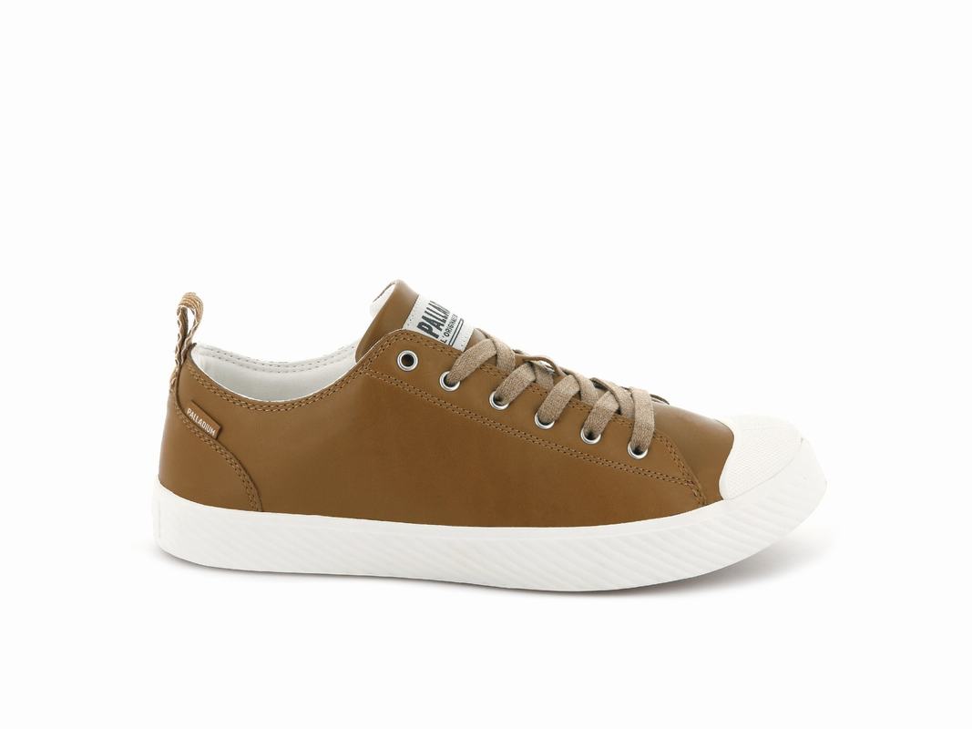 Palladium Pallaphoenix Low Leather Men's Low Top Sneakers Brown (FZYK49265)